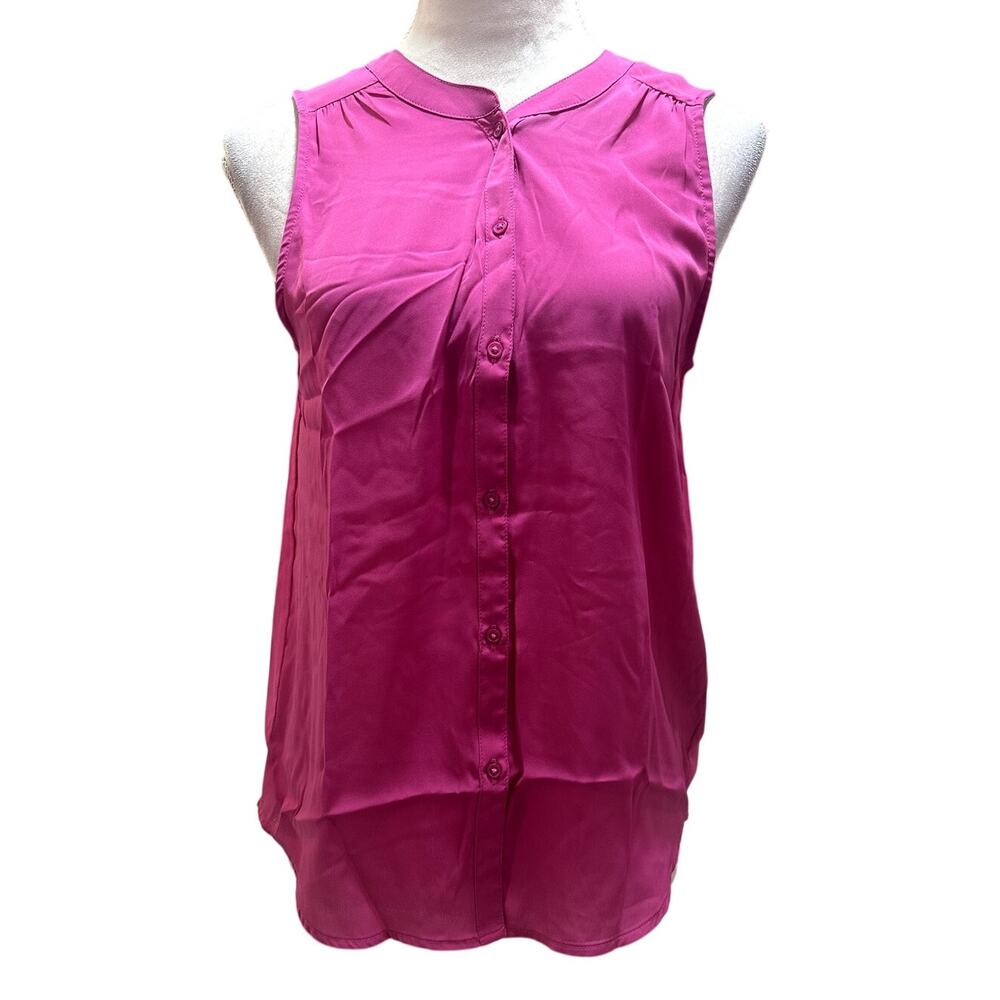 American Eagle Bright Fuchsia Button Down Sleeveless Classic Fit Professional S